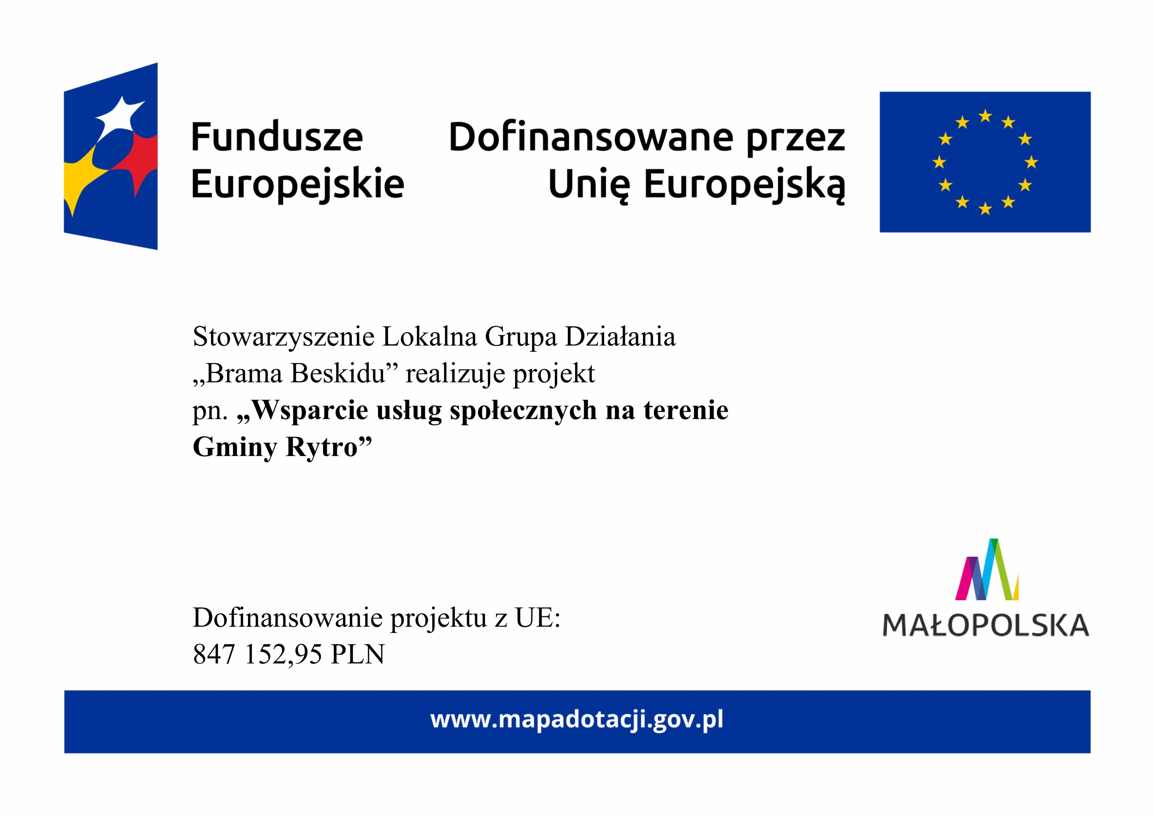 Projekt pn. „Wsparcie usług społecznych na terenie Gminy Rytro”