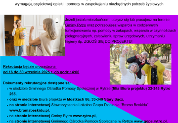 Rekrutacja do projektu pn. „Wsparcie usług społecznych na terenie Gminy Rytro”.